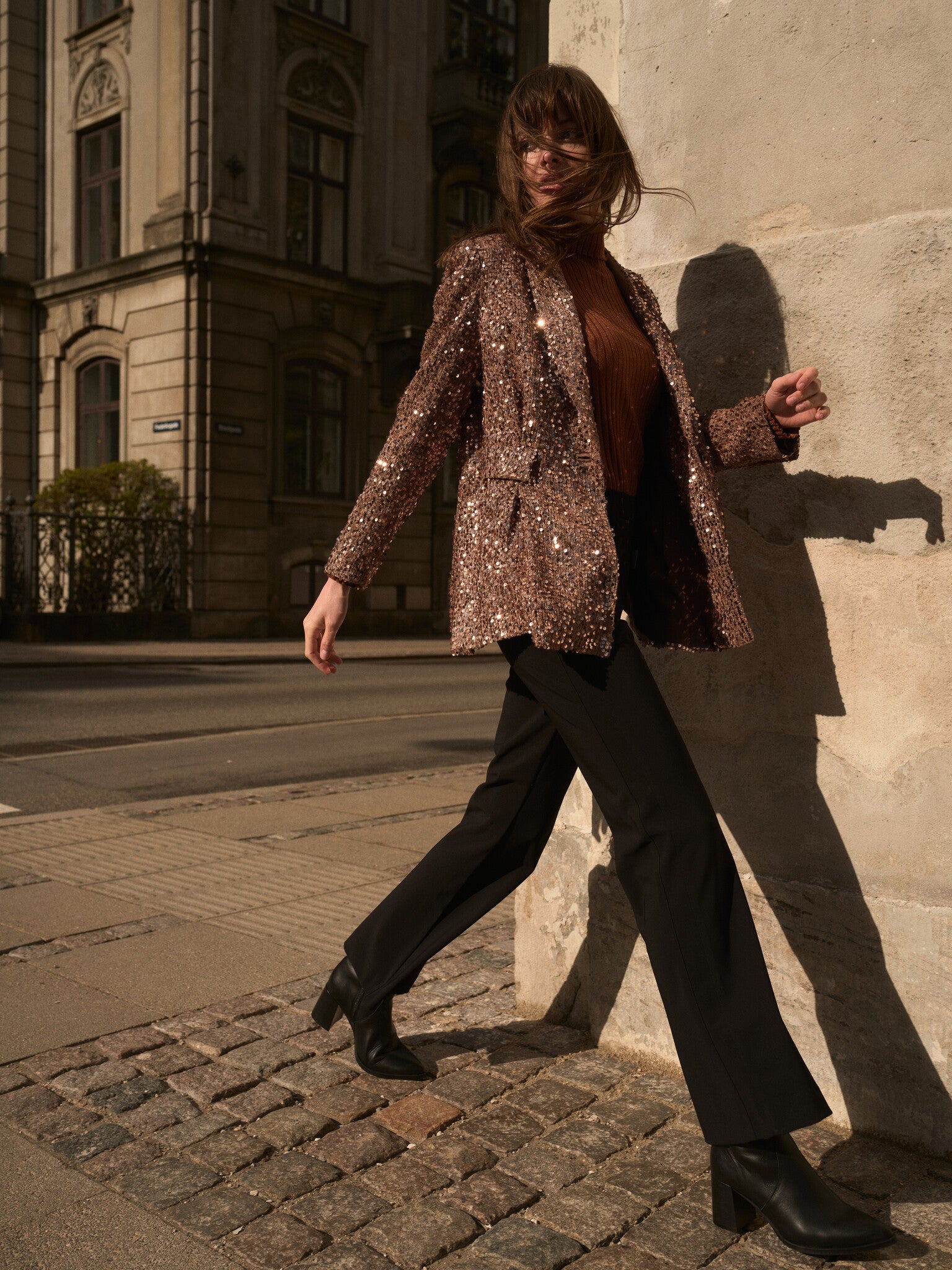 158120 MMRelena Rib Lux Rollneck Knit – 157290 MMSia Lala Blazer – 158440 MMIsla Izzy Pant – 156720 MMVerdi Leather Boot