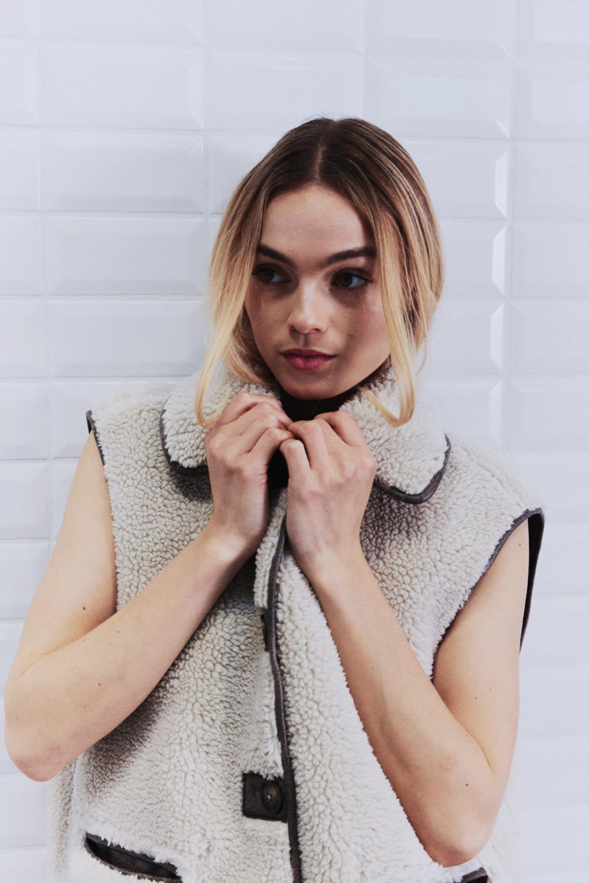 Iris Bonded Waistcoat - Birch | Brown