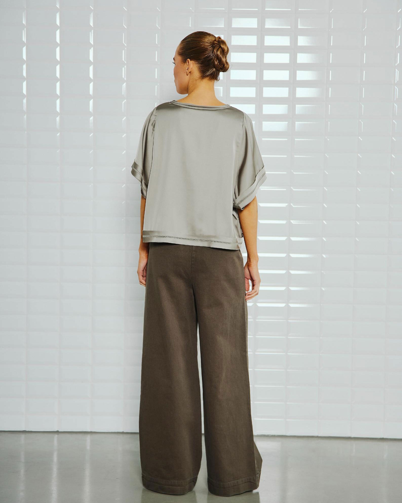 Steffi High Waist Wide Trousers - Midnight Green