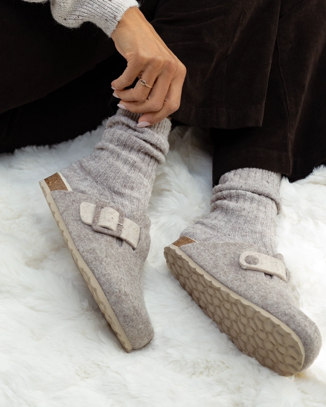 Soir & Matin Lilou wool felt clog in taupe