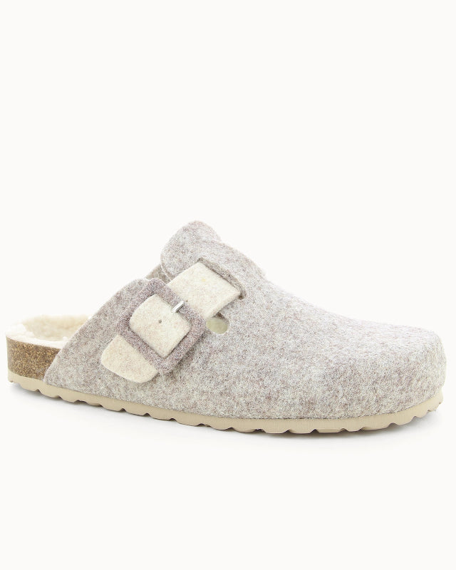 Soir & Matin Lilou wool felt clog in taupe
