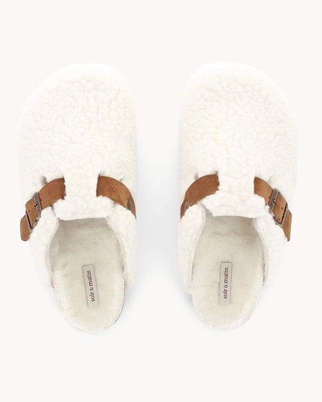 Soir & Matin Sherpa wool clog in natural wool