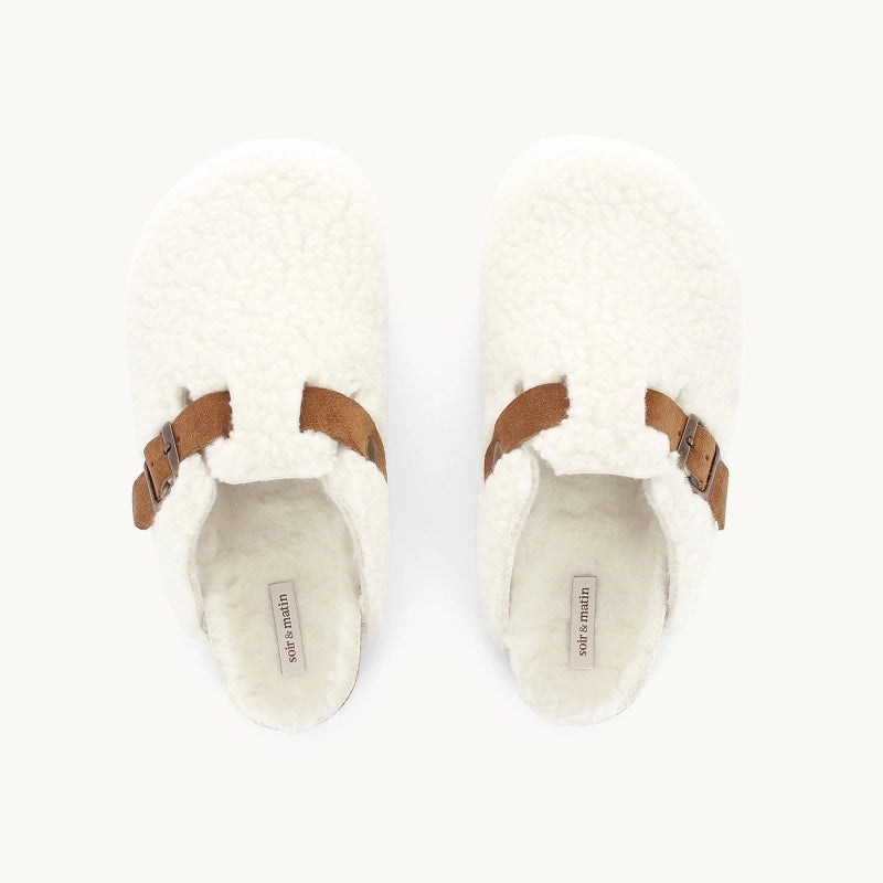 Soir & Matin Sherpa wool clog in natural wool
