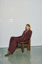 Leah Barrel Leg Trousers - Dark Wine
