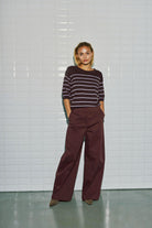 Leah Barrel Leg Trousers - Dark Wine