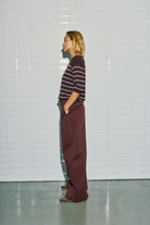 Leah Barrel Leg Trousers - Dark Wine
