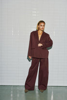 Leah Barrel Leg Trousers - Dark Wine