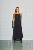 Lily Tailored Skirt - Navy Pinstripe