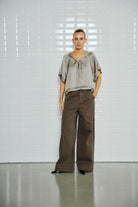 Steffi High Waist Wide Trousers - Midnight Green