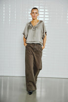 Steffi High Waist Wide Trousers - Midnight Green