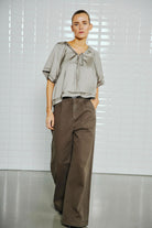 Steffi High Waist Wide Trousers - Midnight Green