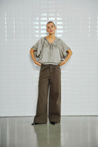 Steffi High Waist Wide Trousers - Midnight Green