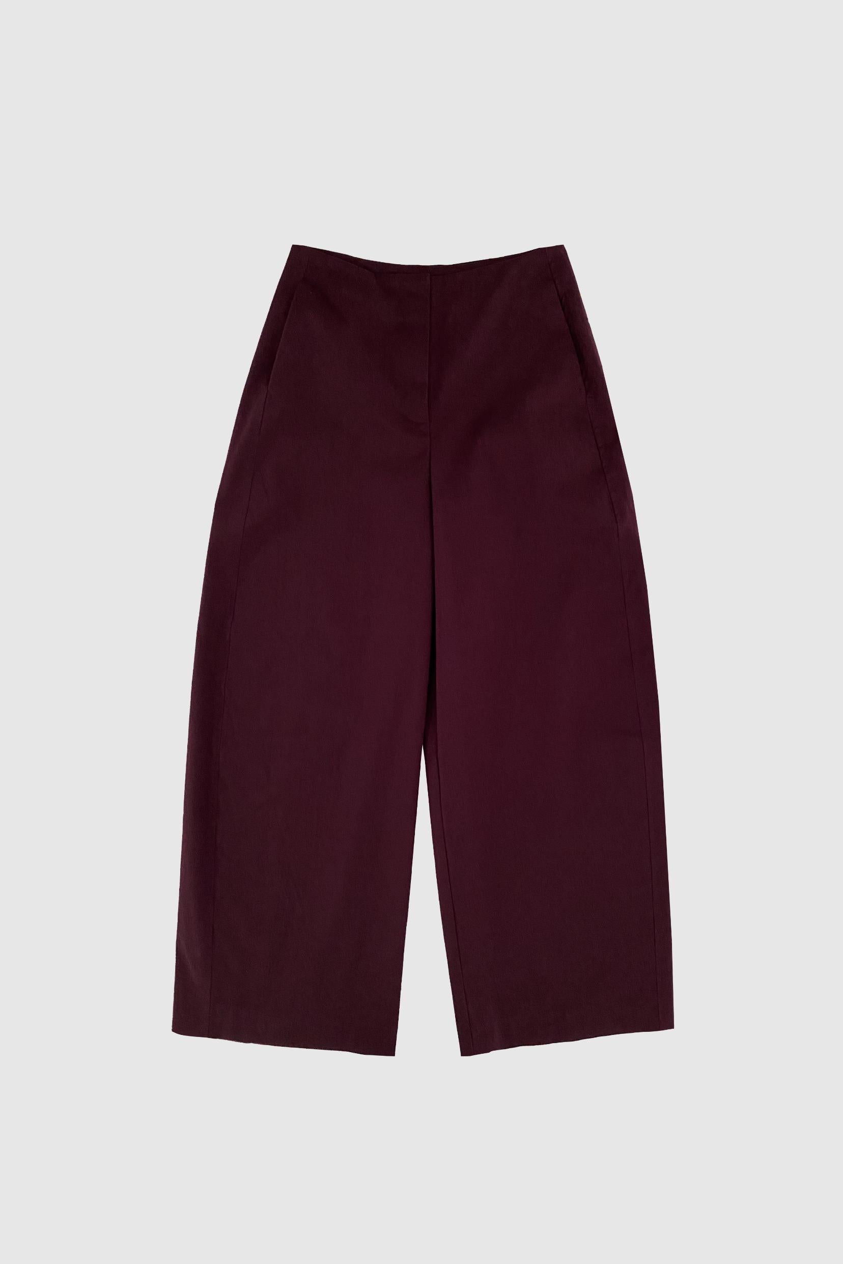 Leah Barrel Leg Trousers - Dark Wine