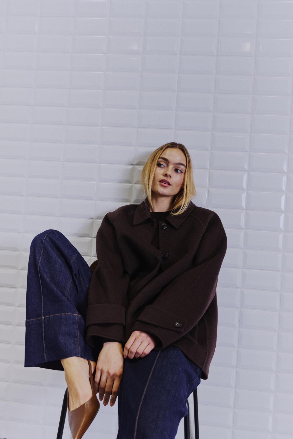 Lucia Mel Wool Jacket - Dark Brown