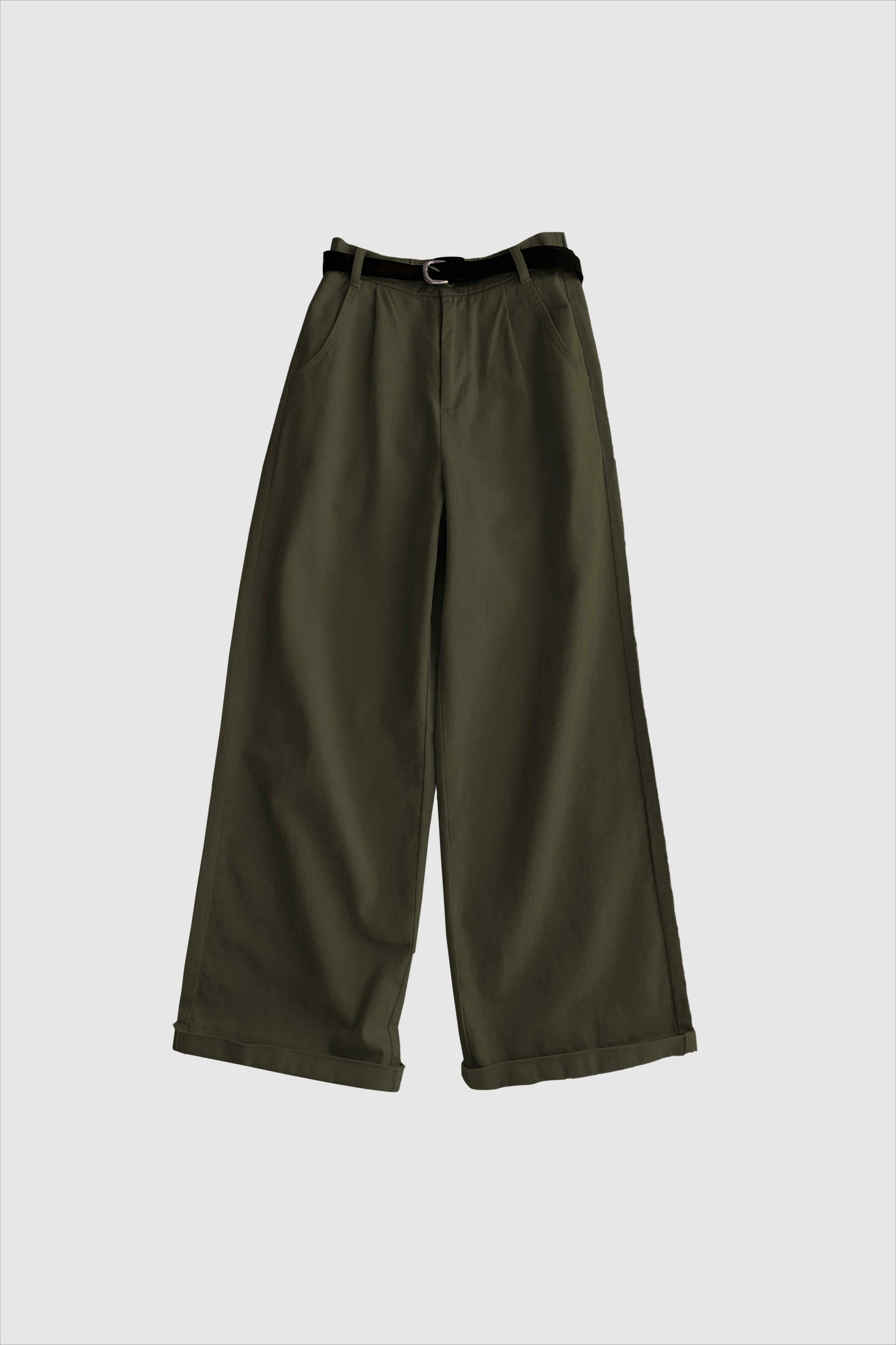 Steffi High Waist Wide Trousers - Midnight Green