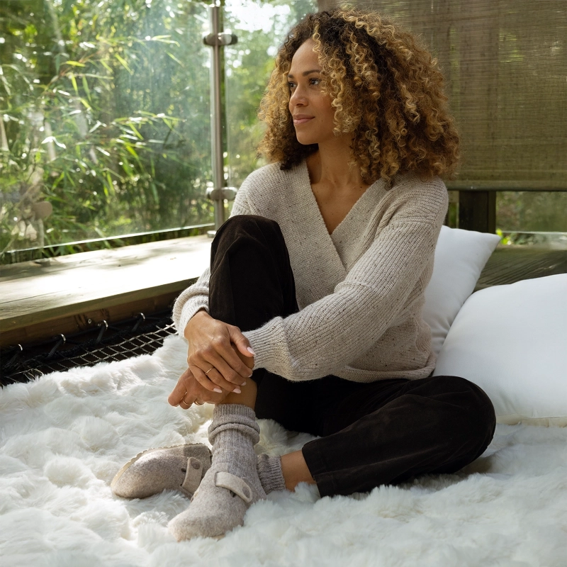 Soir & Matin Lilou wool felt clog in taupe