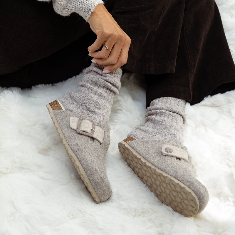 Soir & Matin Lilou wool felt clog in taupe