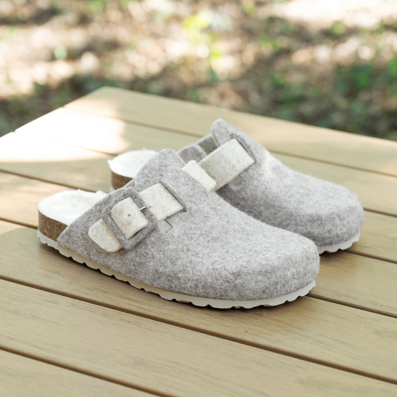 Soir & Matin Lilou wool felt clog in taupe