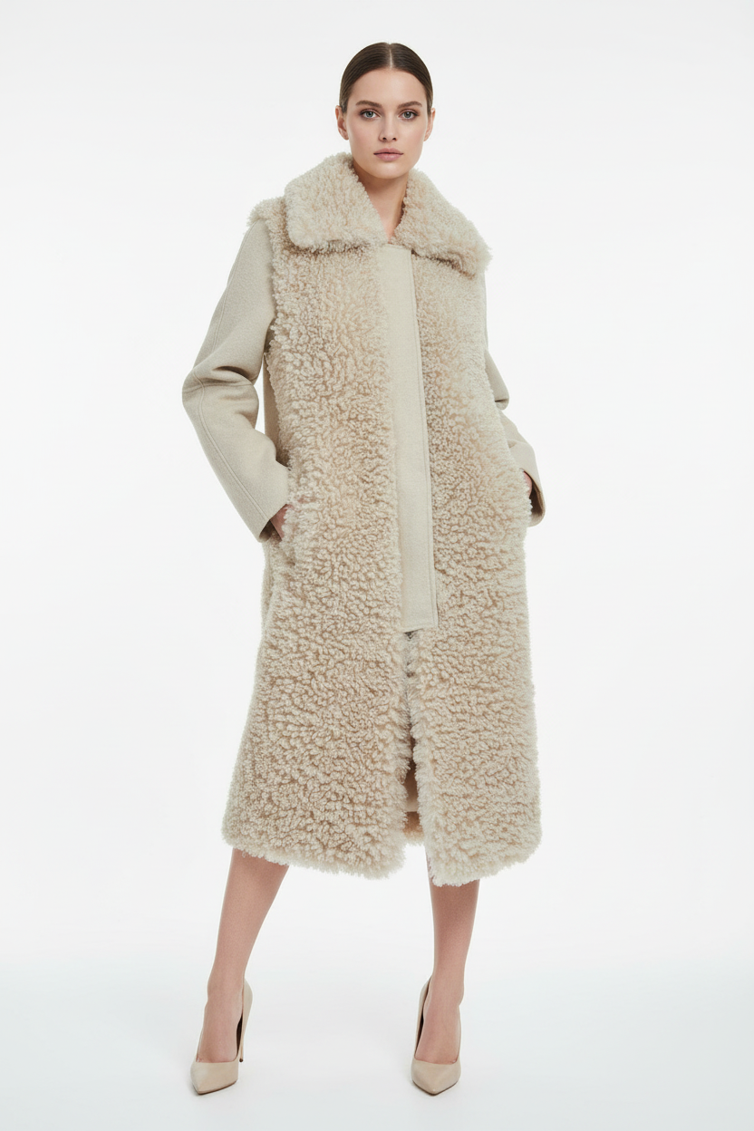 Cream coat on model