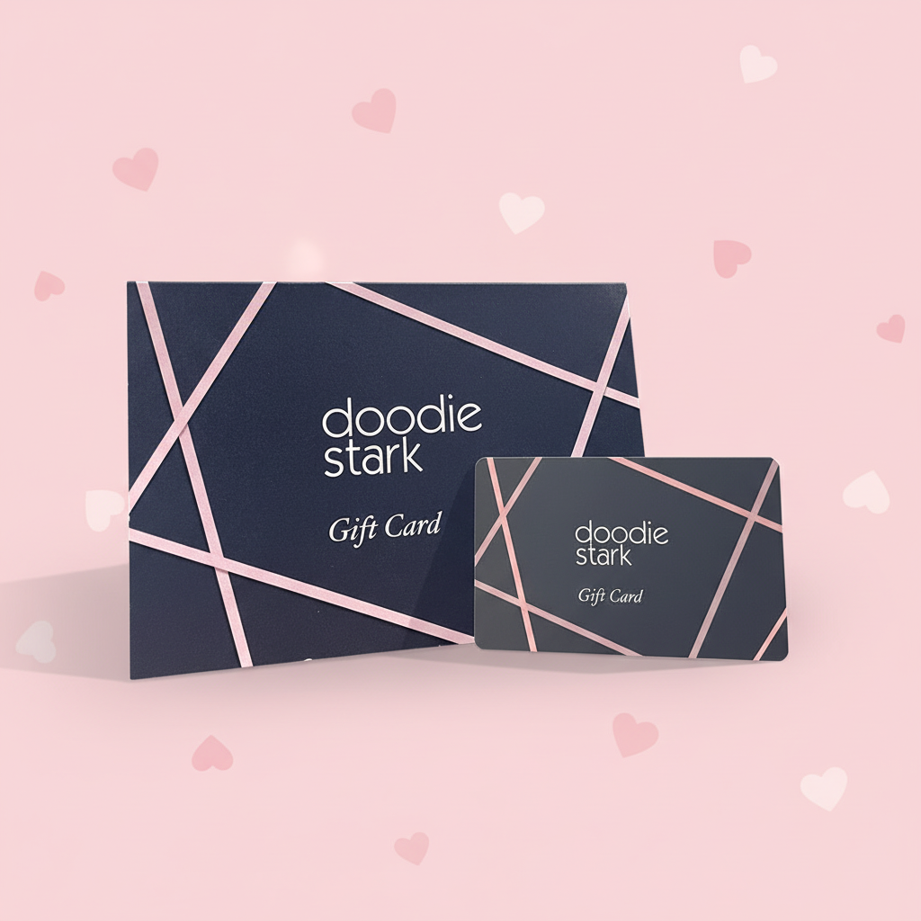 Gift cards with pink hearts background