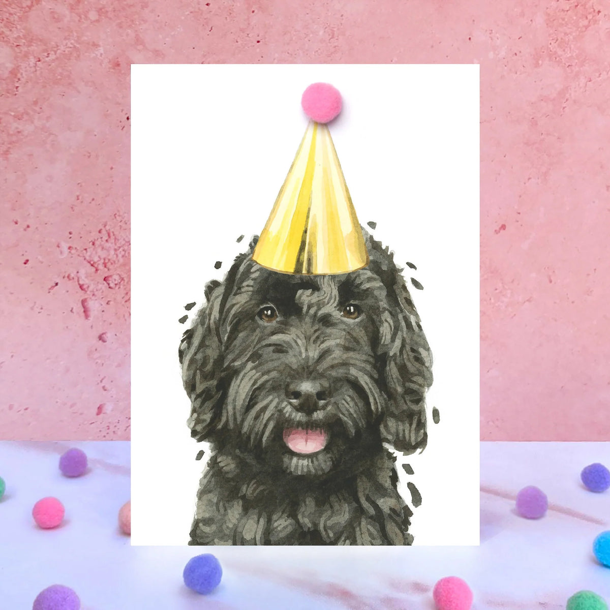 Black Cockapoo Pompom Card – Doodie Stark