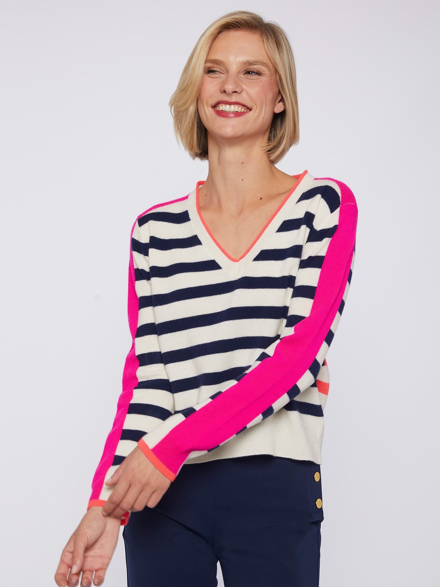 knitwear-sweater-cb-v-neck-stripes-navyyorangeypink