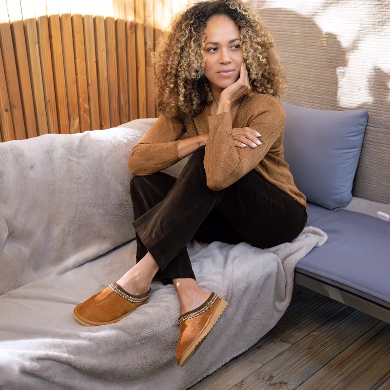 Soir & Matin Reva leather slipper in whisky